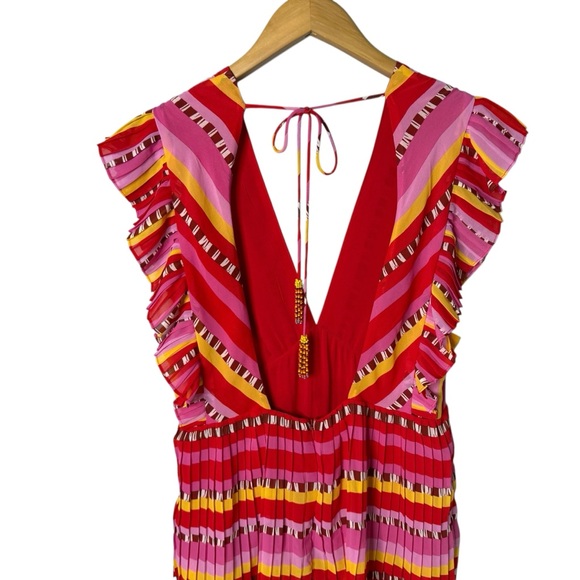 Farm Rio Lucy Stripes Pleated Midi Dress Size Large 291081 - Picture 8 of 12